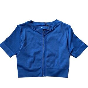 SET Active SCULPTFLEX® MOTO ZIP‎ TOP COBALT/ONYX Size XS Logo on Sleeve NWT